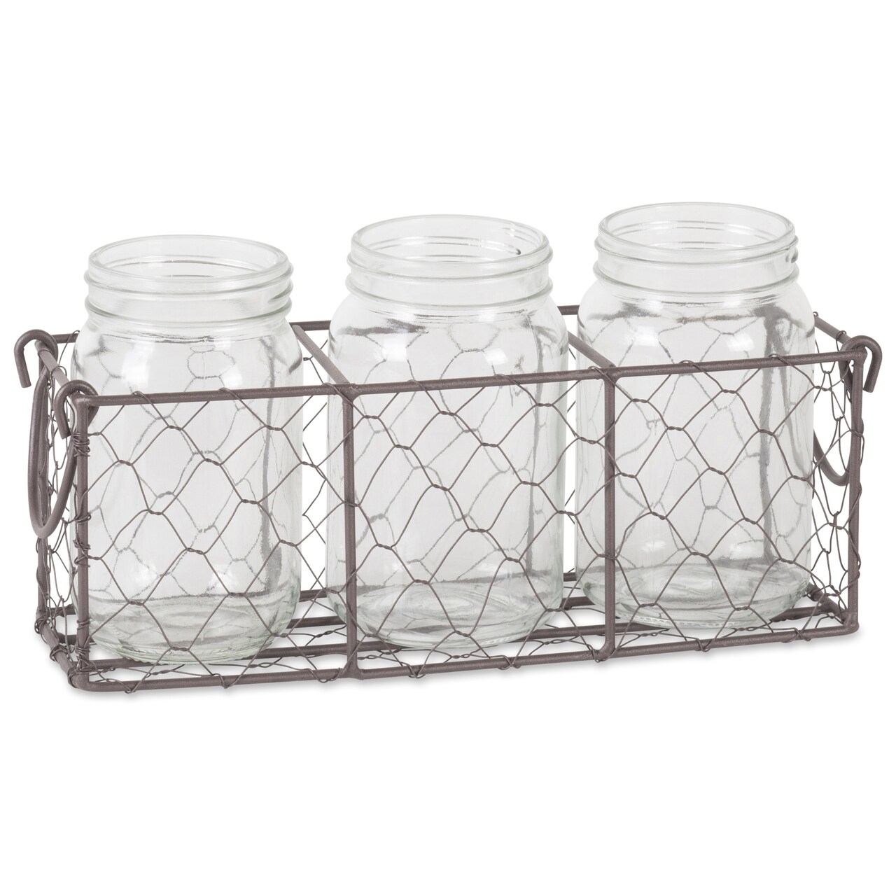 DII Rustic Chickenwre Flatware Caddy With Clear Jars